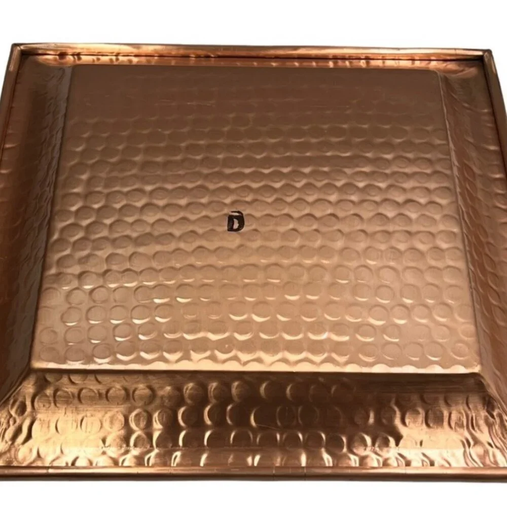 CRATE & BARREL Square Hammered Copper Tray